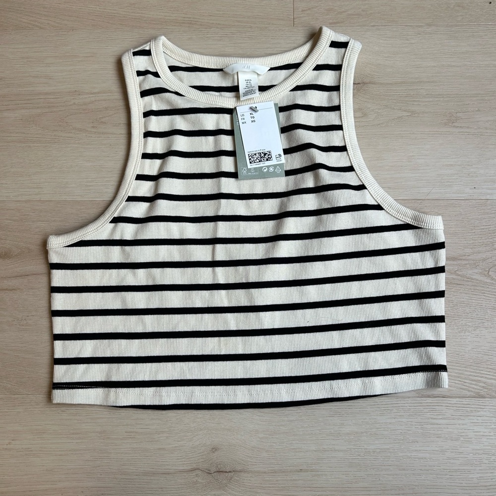 Women H&M Crop Stripe Tank XL